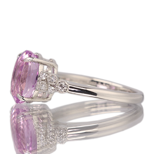 クンツァイト 3.5ct ダイヤモンド プラチナ リング(指輪)【品質保証書