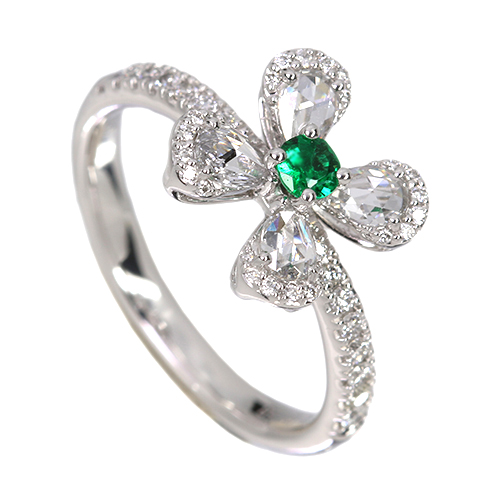 SIZUKU」エメラルド 約0.1ct ローズカットダイヤモンド 0.35ct