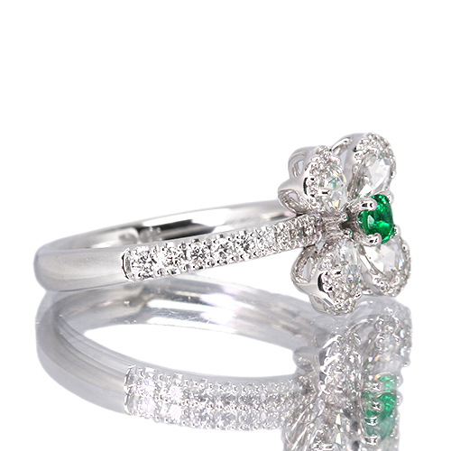 SIZUKU」エメラルド 約0.1ct ローズカットダイヤモンド 0.35ct