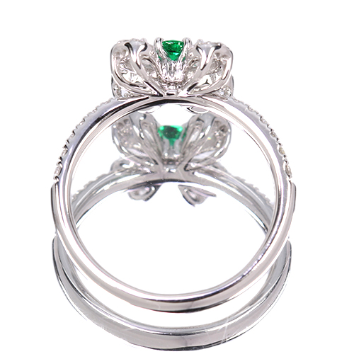 SIZUKU」エメラルド 約0.1ct ローズカットダイヤモンド 0.35ct