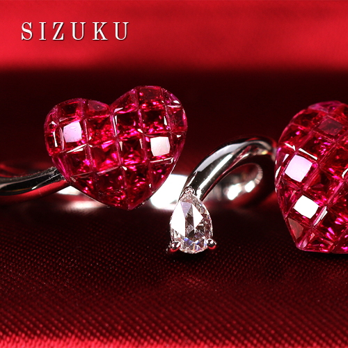SIZUKU」ルビー 1.48ct ローズカットダイヤモンド 0.1ct ホワイト