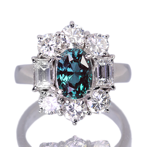 アレキサンドライトのリング アレキサンドライト 2.0ct ダイヤモンド 1.8ct プラチナ リング(指輪