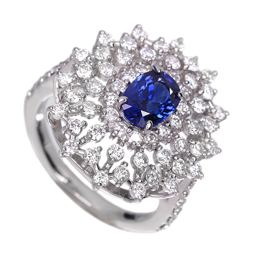 コーンフラワーブルーサファイア 1.1ct ダイヤモンド プラチナ リング