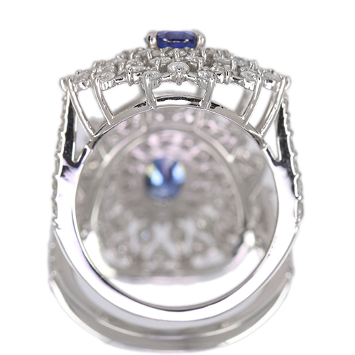 コーンフラワーブルーサファイア 1.1ct ダイヤモンド プラチナ リング