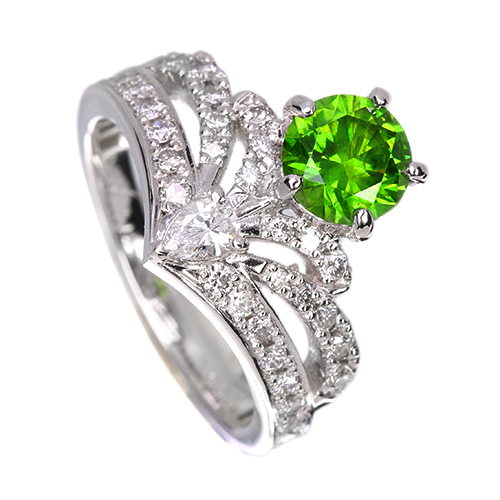 ロシア産デマントイドガーネット 1.1ct ダイヤモンド 0.6ct プラチナ