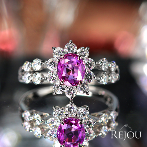 ピンクサファイア 1.1ct ダイヤモンド 0.8ct プラチナ リング(指輪