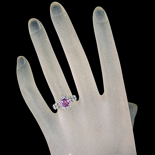 ピンクサファイア 1.1ct ダイヤモンド 0.8ct プラチナ リング(指輪