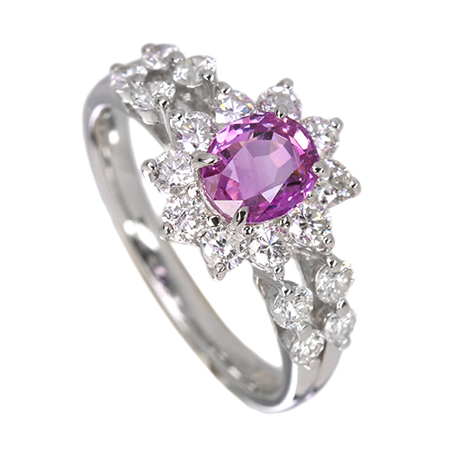 ピンクサファイア 1.1ct ダイヤモンド 0.8ct プラチナ リング(指輪