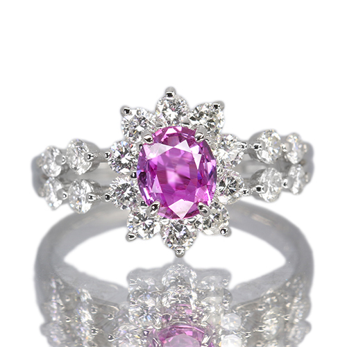 ピンクサファイア 1.1ct ダイヤモンド 0.8ct プラチナ リング(指輪