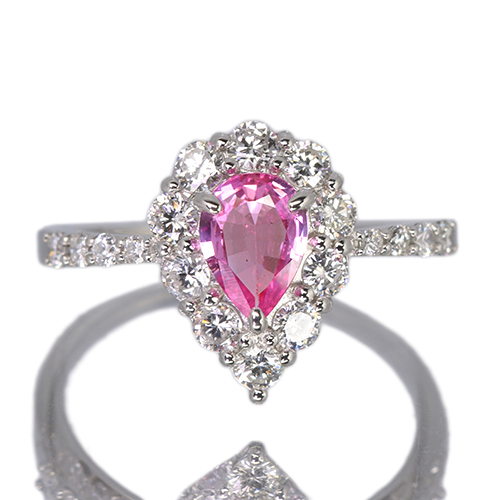 パパラチアサファイア 0.5ct ダイヤモンド 0.6ct プラチナ リング(指輪
