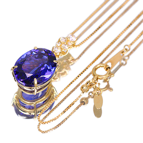 タンザナイト 5.5ct ダイヤモンド イエローゴールド ネックレス【品質