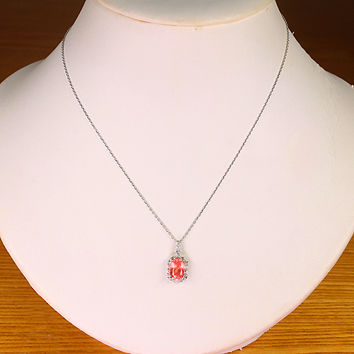 ロードクロサイト 1.7ct ダイヤモンド 0.3ct プラチナ ネックレス