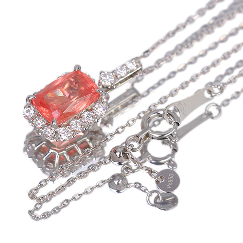 ロードクロサイト 1.7ct ダイヤモンド 0.3ct プラチナ ネックレス