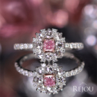 �s���N�_�C�������h 0.22ct /FIPP/SI2 ���[�Y�J�b�g�_�C�������h 0.3ct �_�C�������h 0.2ct �v���`�i �s���N�S�[���h �����O(�w��)