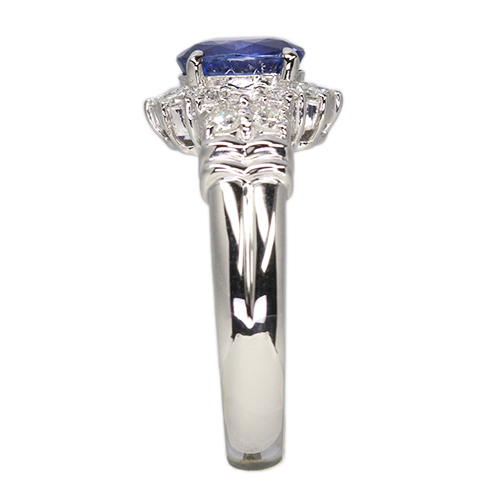 スリランカ産非加熱ブルーサファイア 約1.5ct ダイヤモンド 0.5ct