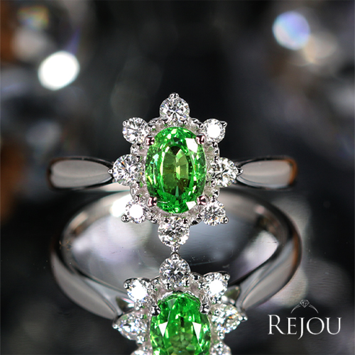 グリーンガーネット（ツァボライト） 0.8ct ダイヤモンド 0.2ct