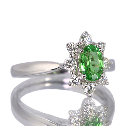 グリーンガーネット（ツァボライト） 0.8ct ダイヤモンド 0.2ct