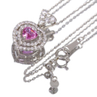 �n�[�g�V�F�C�v�s���N�T�t�@�C�A 0.68ct �_�C�������h 0.2ct �v���`�i �l�b�N���X