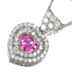 �n�[�g�V�F�C�v�s���N�T�t�@�C�A 0.68ct �_�C�������h 0.2ct �v���`�i �l�b�N���X