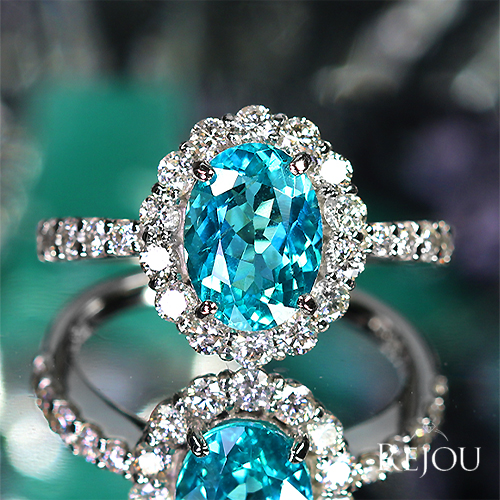 ネオンブルーアパタイト 約2ct ダイヤモンド 0.7ct プラチナ リング