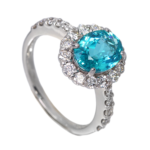 ネオンブルーアパタイト 約2ct ダイヤモンド 0.7ct プラチナ リング