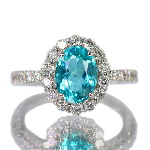 ネオンブルーアパタイト 約2ct ダイヤモンド 0.7ct プラチナ リング
