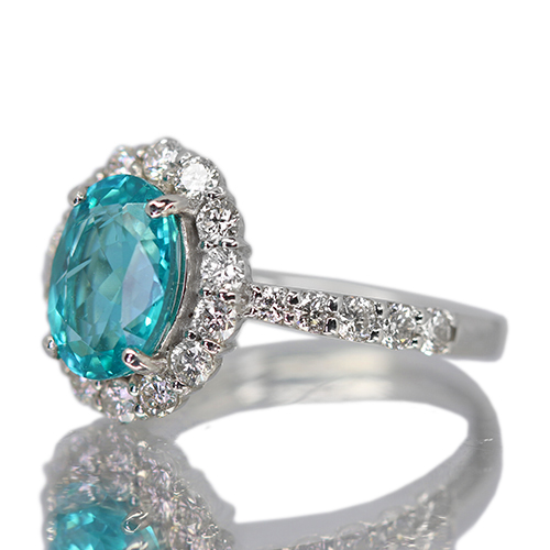 ネオンブルーアパタイト 約2ct ダイヤモンド 0.7ct プラチナ リング