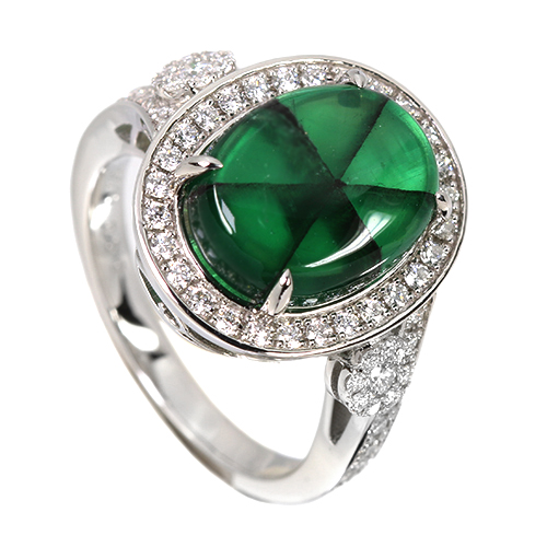 トラピッチェエメラルド 5.0ct ダイヤモンド 0.5ct プラチナ リング