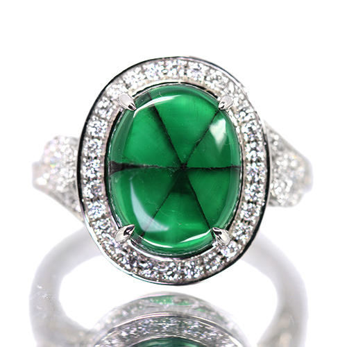 トラピッチェエメラルド 5.0ct ダイヤモンド 0.5ct プラチナ リング
