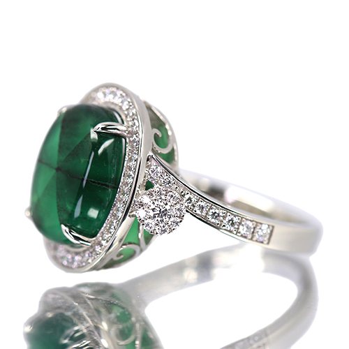 トラピッチェエメラルド 5.0ct ダイヤモンド 0.5ct プラチナ リング