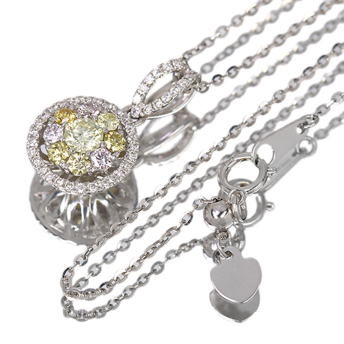 カラーダイヤモンド 0.6ct ホワイトゴールド ネックレス【品質保証書