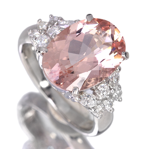 モルガナイト 5.2ct ダイヤモンド 0.4ct プラチナ リング(指輪)【品質