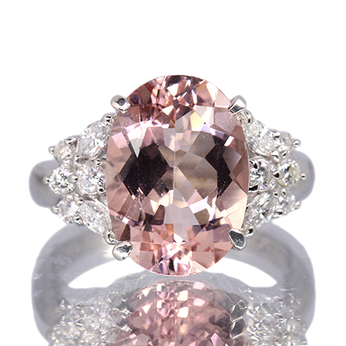 モルガナイト 5.2ct ダイヤモンド 0.4ct プラチナ リング(指輪)【品質