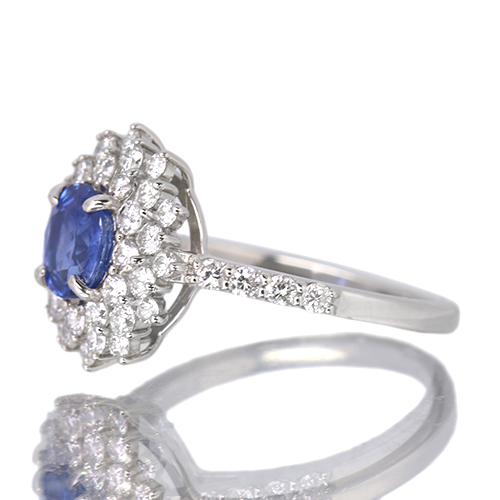 コーンフラワーブルーサファイア 約1ct ダイヤモンド 約0.8ct プラチナ