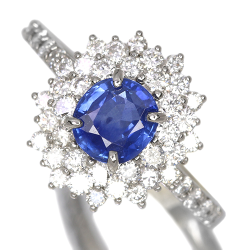 コーンフラワーブルーサファイア 約1ct ダイヤモンド 約0.8ct プラチナ