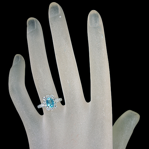 ネオンブルーアパタイト 約1.2ct ダイヤモンド 0.7ct プラチナ リング
