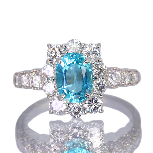 ネオンブルーアパタイト 約1.2ct ダイヤモンド 0.7ct プラチナ リング