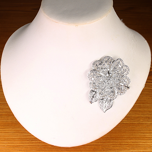 ダイヤモンド 約12ct ホワイトゴールド ブローチ【品質保証書/宝石鑑別