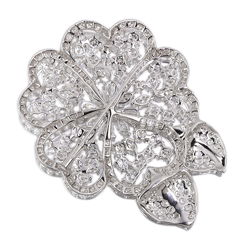 リボン型ブローチ（ホワイトゴールド/ダイヤモンド） ダイヤモンド 約12ct ホワイトゴールド ブローチ【品質保証書/宝石鑑別