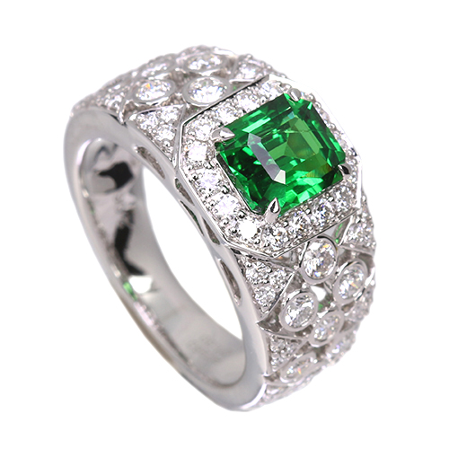 グリーンガーネット（ツァボライト） 2.0ct ダイヤモンド 1.0ct