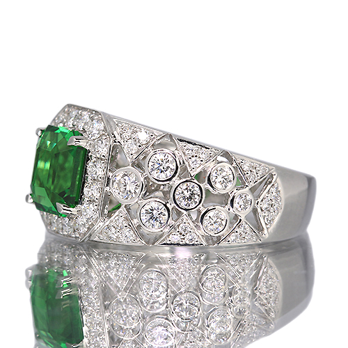 グリーンガーネット（ツァボライト） 2.0ct ダイヤモンド 1.0ct