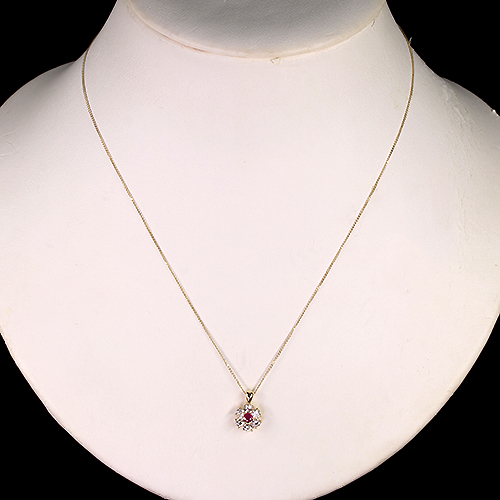 ルビー ダイヤモンド 0.4ct イエローゴールド ネックレス【品質保証書