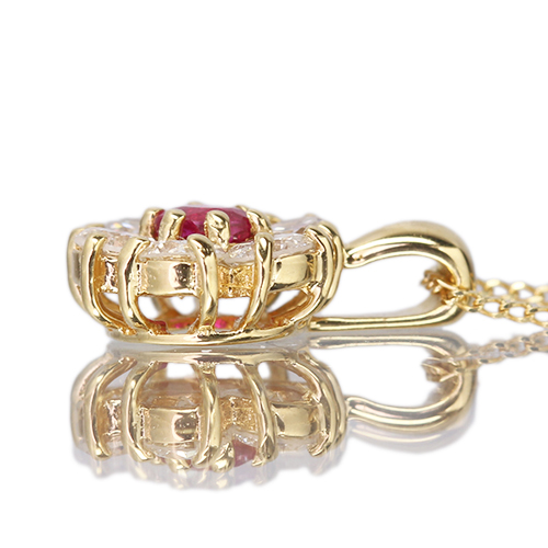ルビー ダイヤモンド 0.4ct イエローゴールド ネックレス【品質保証書