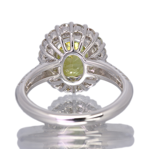 スフェーン 3.05ct ダイヤモンド 0.86ct プラチナ リング(指輪)【品質