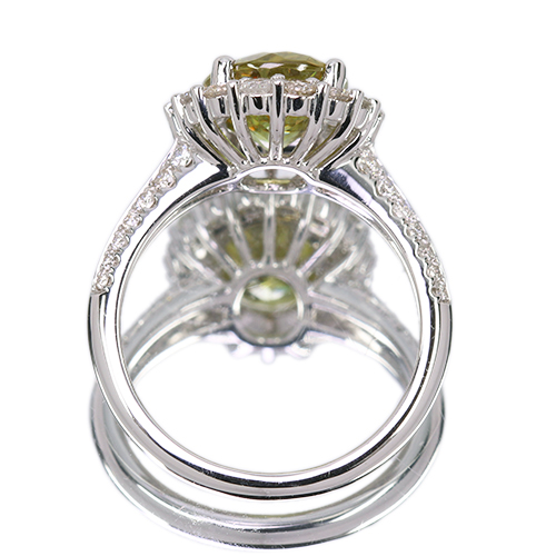 スフェーン 3.05ct ダイヤモンド 0.86ct プラチナ リング(指輪)【品質