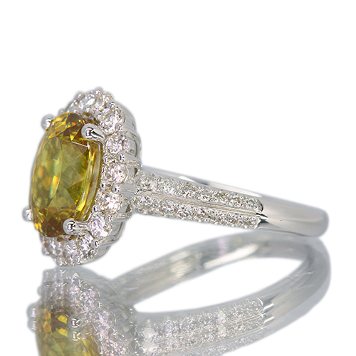 スフェーン 2.84ct ダイヤモンド 0.85ct プラチナ リング(指輪)【品質
