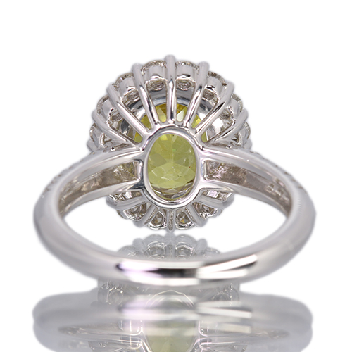 スフェーン 2.84ct ダイヤモンド 0.85ct プラチナ リング(指輪)【品質
