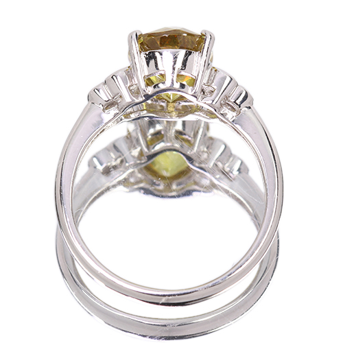 スフェーン 3.84ct ダイヤモンド 0.15ct プラチナ リング(指輪)【品質