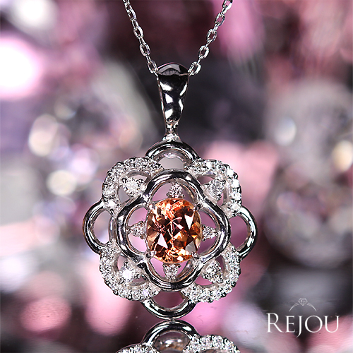 インペリアルトパーズ 約1ct ダイヤモンド 0.2ct プラチナ ネックレス