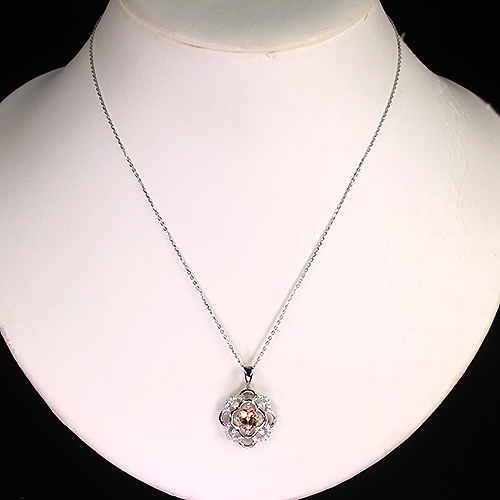 インペリアルトパーズ 約1ct ダイヤモンド 0.2ct プラチナ ネックレス